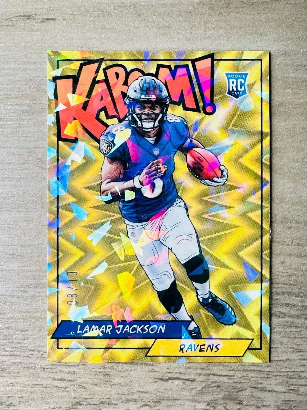 Lamar Jackson Rookie 2018 Panini Kaboom #K-LJ Holo Novelty Card Baltimore Ravens